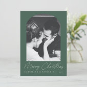 Minimalistisches Elegantes Grünes Foto Weihnachten (Stehend Vorderseite)