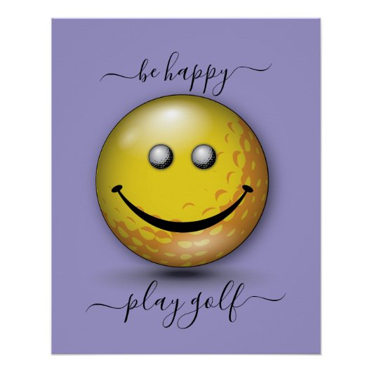 Minimalistisches Elegantes Happy Golfer Design Poster (Vorderseite)