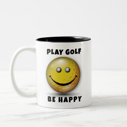 Minimalistisches Elegantes Happy Golfer Design Zweifarbige Tasse (Links)