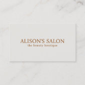 Minimalistisches elegantes helles Beige Braun Kühn Visitenkarte (Vorderseite)