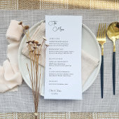 Minimalistisches elegantes Hochzeitsmenü Menükarte