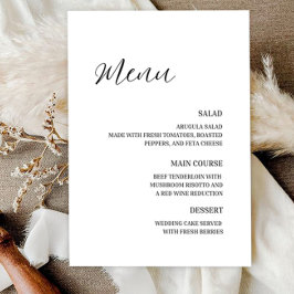 Minimalistisches elegantes Hochzeitsmenü RSVP Karte