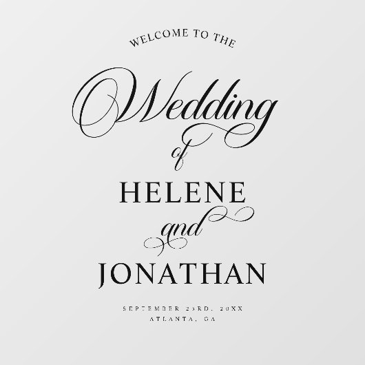 Minimalistisches Elegantes Hochzeitwillkommenszeic Fensteraufkleber (Blatt)