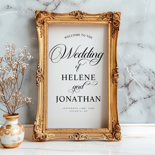 Minimalistisches Elegantes Hochzeitwillkommenszeic Fensteraufkleber