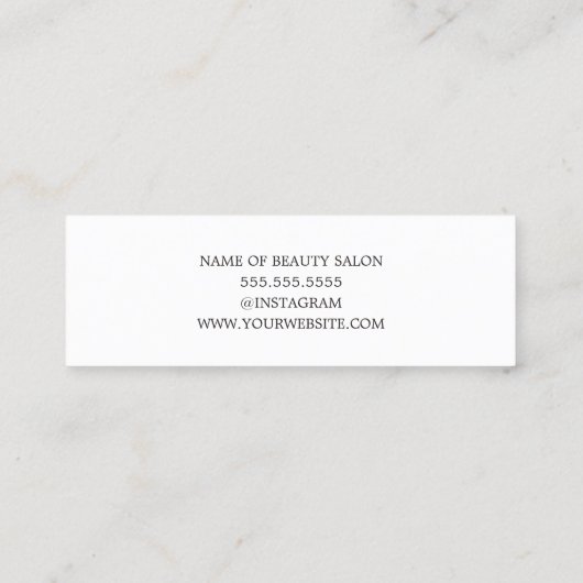 Minimalistisches Elegantes Ivory Black Golden Hair Mini Visitenkarte (Rückseite)