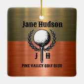 Minimalistisches, elegantes Kupfergolfdesign Keramikornament (Rückseite)