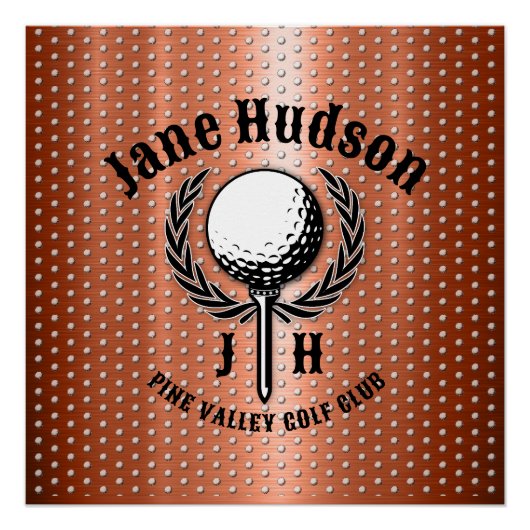 Minimalistisches, elegantes Kupfergolfdesign Poster (Vorderseite)