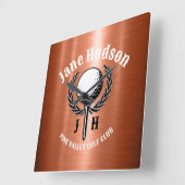 Minimalistisches, elegantes Kupfergolfdesign Quadratische Wanduhr (Winkel)