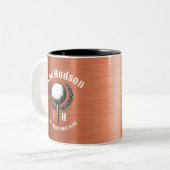 Minimalistisches, elegantes Kupfergolfdesign Zweifarbige Tasse (Vorderseite Links)