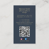 Minimalistisches elegantes Monogram Dark Blue QR B Visitenkarte (Rückseite)