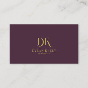 Minimalistisches elegantes Monogram Dark Maroon Re Visitenkarte
