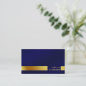Minimalistisches, elegantes Monogram Dark Navy Blu Visitenkarte (Stehend Vorderseite)