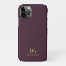 Minimalistisches, elegantes Monogram Dark Red Gold