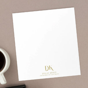 Minimalistisches, elegantes Monogram Dark Red Gold Notizblock