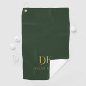 Minimalistisches, elegantes Monogram Dunkelgrünes Golfhandtuch (Insitu)