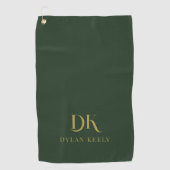 Minimalistisches, elegantes Monogram Dunkelgrünes Golfhandtuch (Vorderseite)