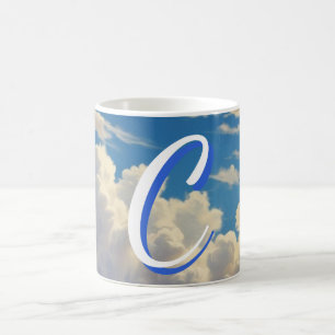 Minimalistisches Elegantes Monogramm Blau Himmel W Kaffeetasse