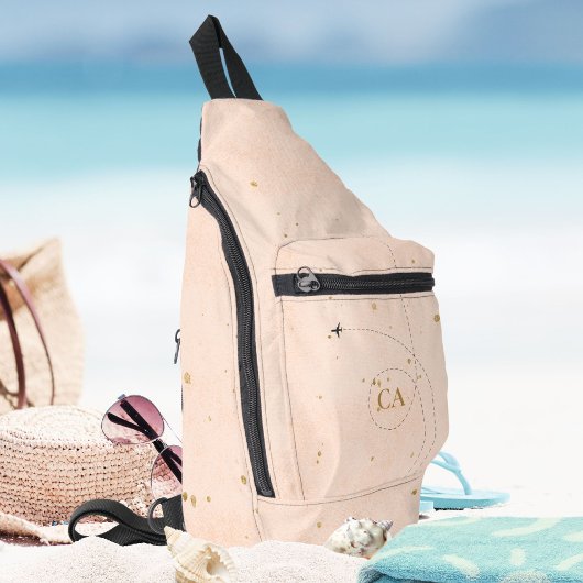 Minimalistisches, elegantes Monogramm Gold Peach P Crossbody Bag