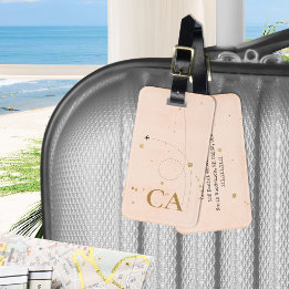 Minimalistisches, elegantes Monogramm-Goldpfirsich Gepäckanhänger