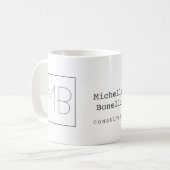 Minimalistisches elegantes Monogramm Kaffeetasse (Vorderseite Links)