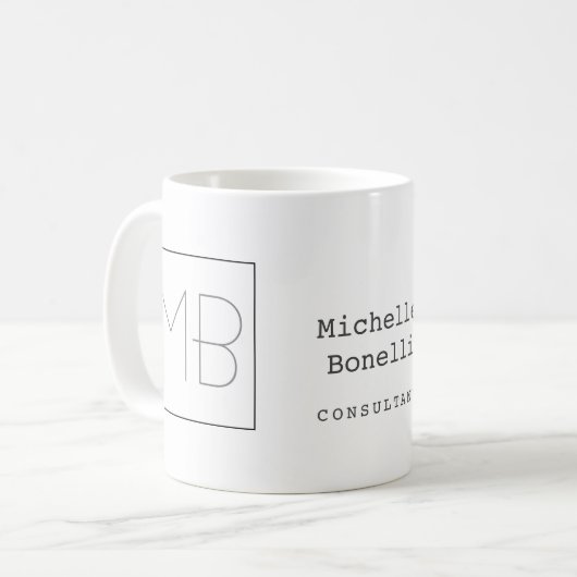 Minimalistisches elegantes Monogramm Kaffeetasse (Vorderseite Links)