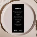 Minimalistisches elegantes offizielles Black Weddi Menükarte<br><div class="desc">Diese elegante,  minimalistische schwarze Hochzeitskarte ist perfekt für eine rustikale Hochzeit. Das Design besticht durch einen schönen Schriftart in schwarzem Hintergrund,  der Ihre Veranstaltung verzieren wird.</div>