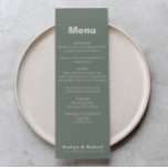 Minimalistisches elegantes offizielles Menü für gr Menükarte<br><div class="desc">Diese minimalistisch elegante,  grüne Hochzeitskarte ist perfekt für eine rustikale Hochzeit. Das Design besticht durch einen schönen Schriftart in grüner Umgebung,  der Ihre Veranstaltung verzieren wird.</div>