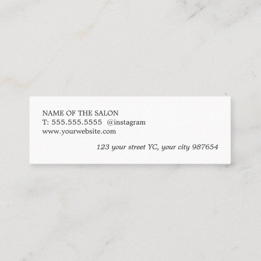 Minimalistisches, elegantes Papier Textur-Bartloch Mini Visitenkarte (Rückseite)