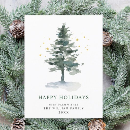 Minimalistisches Elegantes Pine Tree Weihnachten G Postkarte