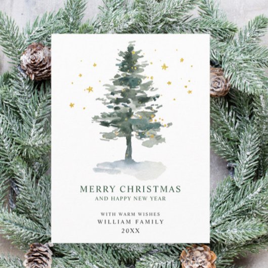 Minimalistisches Elegantes Pine Tree Weihnachten G Postkarte