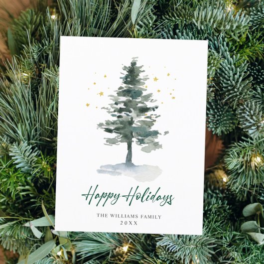 Minimalistisches Elegantes Pine Tree Weihnachten G Postkarte