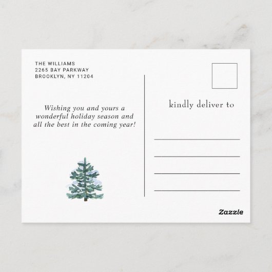 Minimalistisches Elegantes Pine Tree Weihnachten G Postkarte (Rückseite)