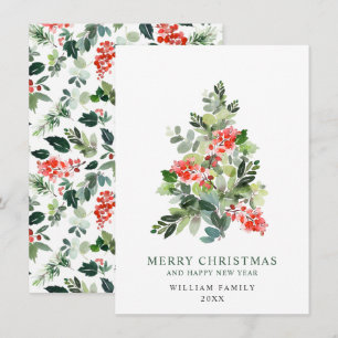 Minimalistisches Elegantes Pine Tree Weihnachtsgrü Feiertagskarte