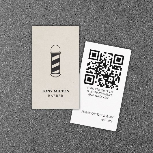 Minimalistisches elegantes QR Papier Textur Bartol Visitenkarte