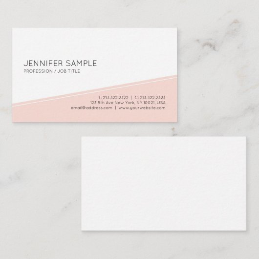 Minimalistisches Elegantes Rosa Beruflich Schlicht Visitenkarte (Vorne/Hinten)