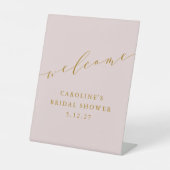 Minimalistisches elegantes rosa Brautparty Willkom Sockelschild (Vorderseite)