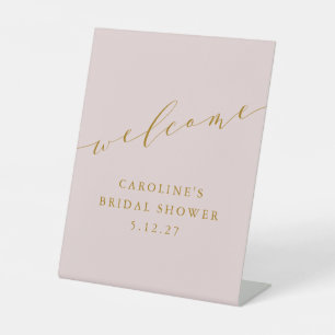 Minimalistisches elegantes rosa Brautparty Willkom Sockelschild