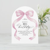 Minimalistisches elegantes Rosa Coquette Erwachsen Einladung (Stehend Vorderseite)