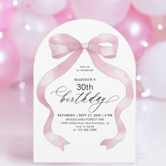 Minimalistisches elegantes Rosa Coquette Erwachsen Einladung