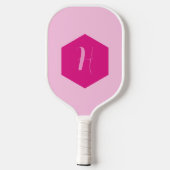 Minimalistisches elegantes rosa Modernes Monogramm Pickleball Schläger (Rückseite)