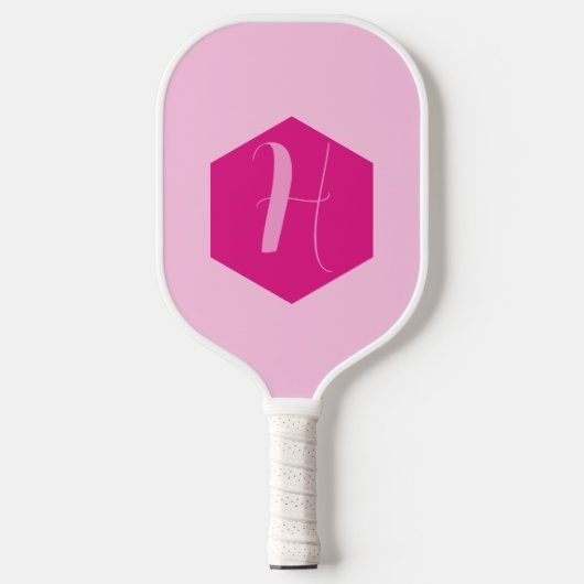 Minimalistisches elegantes rosa Modernes Monogramm Pickleball Schläger (Vorderseite)