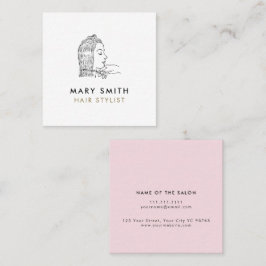 Minimalistisches Elegantes Rosa Weiß Haar Quadrat Quadratische Visitenkarte
