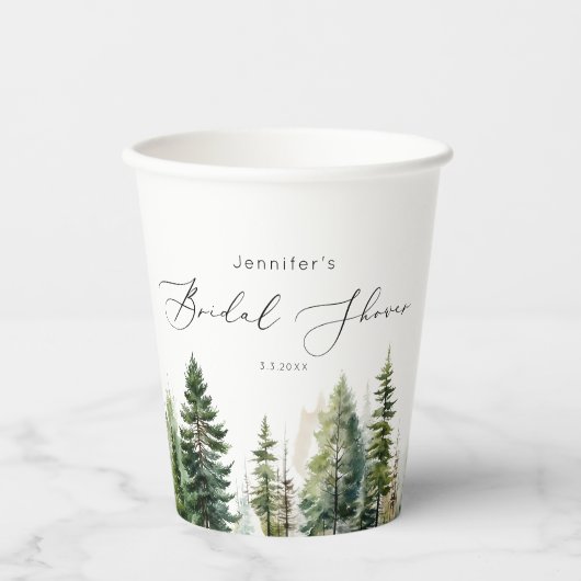 Minimalistisches, elegantes rustikales Brautparty Pappbecher (Vorderseite)