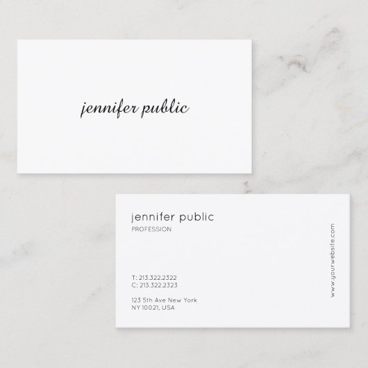 Minimalistisches elegantes sauberes handgeschriebe visitenkarte (Vorne/Hinten)