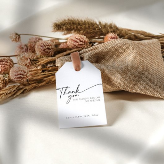 Minimalistisches elegantes Schwarz und Weiß Danke Geschenkanhänger