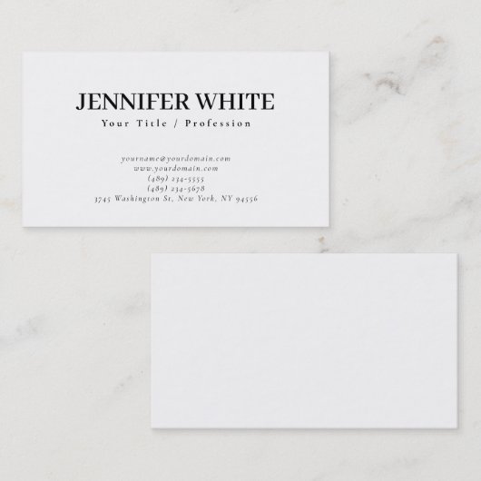 Minimalistisches elegantes Schwarz-Weiß-Retro Visitenkarte (Vorne/Hinten)