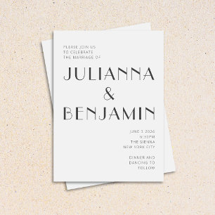 Minimalistisches Elegantes Schwarz-weißes Art Deco Einladung