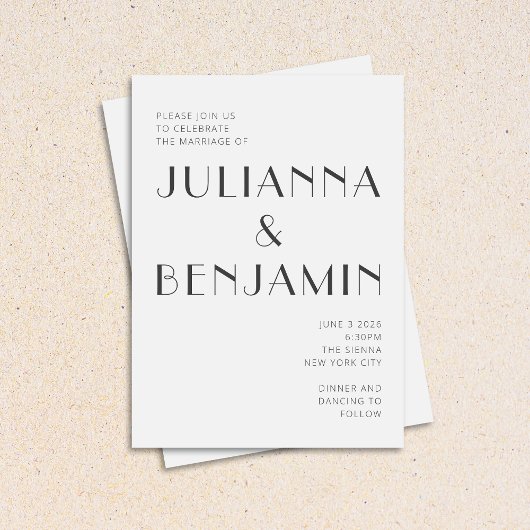 Minimalistisches Elegantes Schwarz-weißes Art Deco Einladung