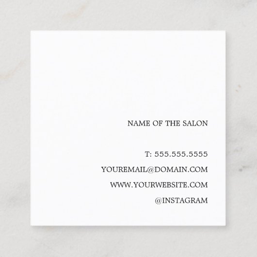 Minimalistisches elegantes Schwarz-weißes Bobby Bu Quadratische Visitenkarte (Rückseite)