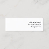 Minimalistisches elegantes, Schwarz-weißes Network Mini Visitenkarte (Rückseite)